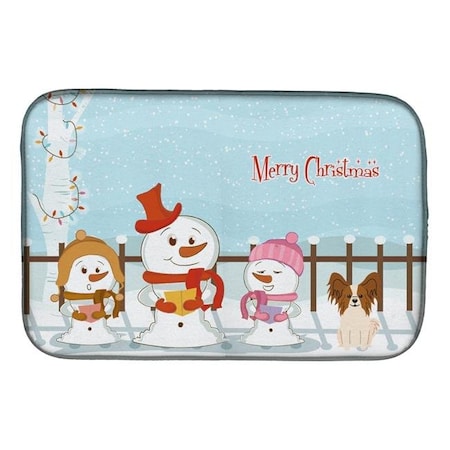 Carolines Treasures Carolines Treasures BB2409DDM Merry Christmas Carolers Papillon Red White Dish Drying Mat BB2409DDM